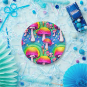 キュートカラフルキノコのシームレスなパターン ペーパープレート (パーティー)