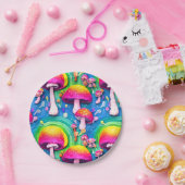 キュートカラフルキノコのシームレスなパターン ペーパープレート (パーティー)