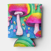 キュートカラフルキノコのシームレスなパターン 缶クーラー (正面)