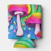 キュートカラフルキノコのシームレスなパターン 缶クーラー (裏面)