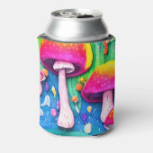 キュートカラフルキノコのシームレスなパターン 缶クーラー (缶裏面)