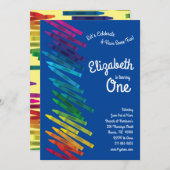 キュートカラフルクライアンズキッズ1st誕生日パーティー 招待状 (正面/裏面)