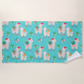 キュートカラフルクリスマスホリデーラマキッズパターン ビーチタオル (正面)