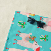 キュートカラフルクリスマスホリデーラマキッズパターン ビーチタオル (インサイチュ)