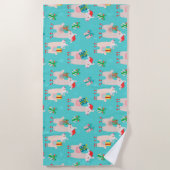 キュートカラフルクリスマスホリデーラマキッズパターン ビーチタオル (正面)