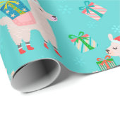 キュートカラフルクリスマスホリデーラマキッズパターン ラッピングペーパー (ロールコーナー)