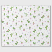 キュートカラフルサボテンとホワイトラッピング紙 ラッピングペーパー (フラット)