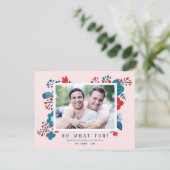 キュートカラフルスカンジナビアフローラクリスマスフォト シーズンカード (スタンド正面)