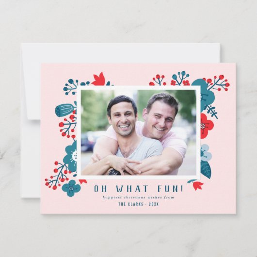 キュートカラフルスカンジナビアフローラクリスマスフォト シーズンカード (正面)