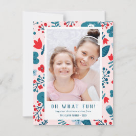 キュートカラフルスカンジナビアフローラクリスマスフォト シーズンカード