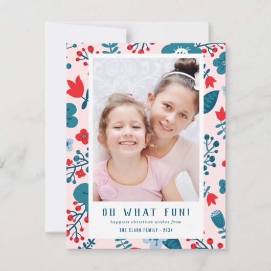 キュートカラフルスカンジナビアフローラクリスマスフォト シーズンカード (正面)