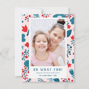 キュートカラフルスカンジナビアフローラクリスマスフォト シーズンカード