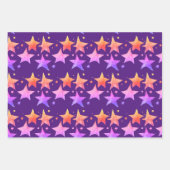 キュートカラフルスター静かナイト銀河系水彩 ラッピングペーパーシート (正面2)