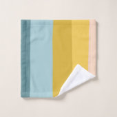 キュートカラフルストライプズカラーブロックインパステルブルー バスタオルセット (ウォッシュタオル)