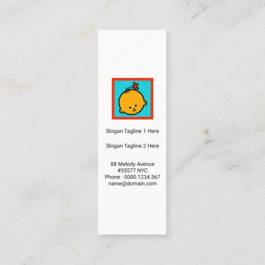 キュートカラフルチルドレンズブライトレインボーベビーシッター スキニー名刺 (裏面)