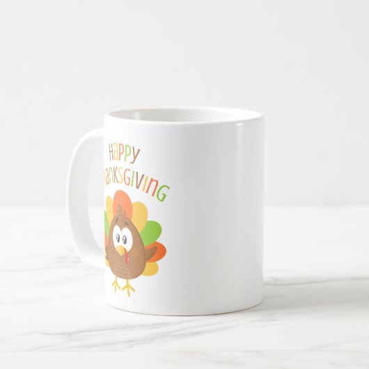キュートカラフルトルコ秋ハッピーサンクスギビング コーヒーマグカップ (正面左)