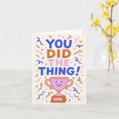 キュートカラフルトロフィー卒業おめでとう カード (黄色い花)