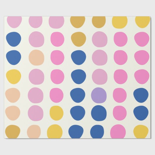 キュートカラフルドットスカンジナビア模様ブルーピンク ラッピングペーパー (フラット)