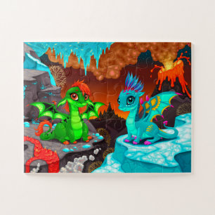 キュートカラフルドラゴンズ火山バレー ジグソーパズル