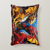 キュートカラフルドラゴンモザイク アクセントクッション (正面(垂直))