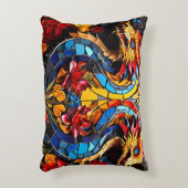 キュートカラフルドラゴンモザイク アクセントクッション (正面(垂直))