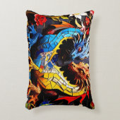 キュートカラフルドラゴンモザイク アクセントクッション (正面(垂直))