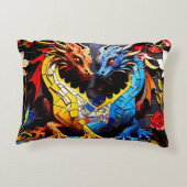 キュートカラフルドラゴンモザイク アクセントクッション (裏面)