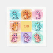 キュートカラフルドラゴン スタンダードカクテルナプキン (正面)