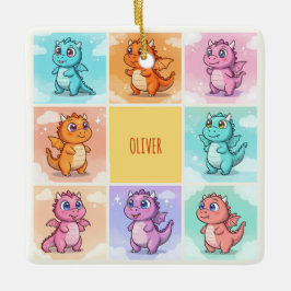 キュートカラフルドラゴン セラミックオーナメント