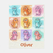 キュートカラフルドラゴン フリースブランケット (正面)