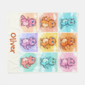 キュートカラフルドラゴン フリースブランケット (正面(横))