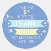 キュートカラフルドードルバナーありがとう ラウンドシール (正面)