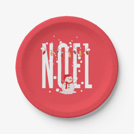 キュートカラフルノールクリスマス引用文雪だるまモダン ペーパープレート (正面)