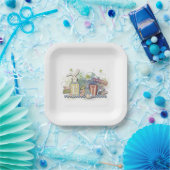 キュートカラフルハッピーイースターバニー ペーパープレート (パーティー)