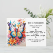 キュートカラフルバタフライハッピーバースデーパーティー 招待状 (スタンド正面)