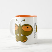 キュートカラフルバタフライマグ – メドウブラウン ツートーンマグカップ (正面左)