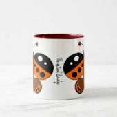 キュートカラフルバタフライマ絵を描グ- Lady ツートーンマグカップ (中央)
