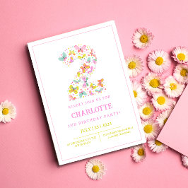 キュートカラフルバタフライ2nd誕生日招待状 招待状