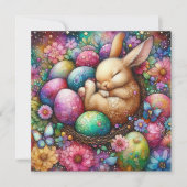 キュートカラフルバニーイースターエッグフローラクリスチャン シーズンカード (正面)
