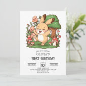キュートカラフルバニー1th誕生日デジタル 招待状 (スタンド正面)