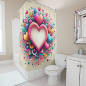 キュートカラフルバレンタインデーハート シャワーカーテン (インサイチュ)