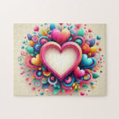 キュートカラフルバレンタインデーハート ジグソーパズル (横)