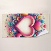 キュートカラフルバレンタインデーハート バスタオル (バスタオル)