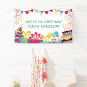 キュートカラフルバースデーパーティーカスタム文字 横断幕 (インサイチュ)