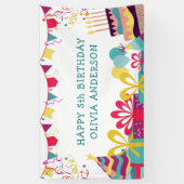 キュートカラフルバースデーパーティーカスタム文字 横断幕 (縦)