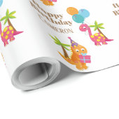 キュートカラフルバースデーパーティー恐竜 ラッピングペーパー (ロールコーナー)