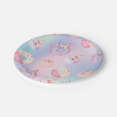 キュートカラフルパステルユニコーンレインボドーナツ ペーパープレート (アングル)