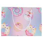 キュートカラフルパステルユニコーンレインボドーナツ ラージペーパーバッグ (裏面)