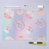 キュートカラフルパステルユニコーンレインボドーナツ 薄葉紙 (クラフト)