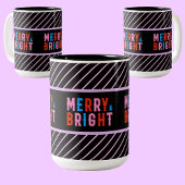 キュートカラフルパタストライプのーン、クリスマスプレゼント ツートーンマグカップ